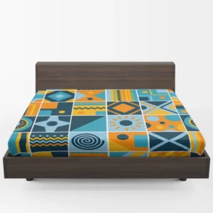 Geometrics Blue Yellow Design Fitted Sheet 1