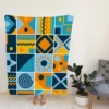 Geometrics Blue Yellow Design Fleece Blanket