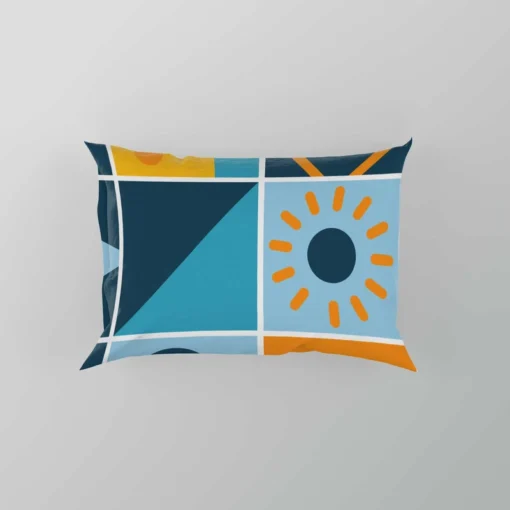 Geometrics Blue Yellow Design Pillow Case