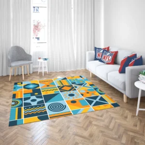 Geometrics Blue Yellow Design Rug 2