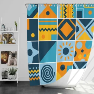 Geometrics Blue Yellow Design Shower Curtain