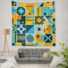 Geometrics Blue Yellow Design Wall Tapestry