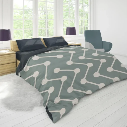 Geometrics Dots And Lines Cascade Grey Duvet Cover 1