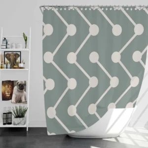 Geometrics Dots And Lines Cascade Grey Shower Curtain