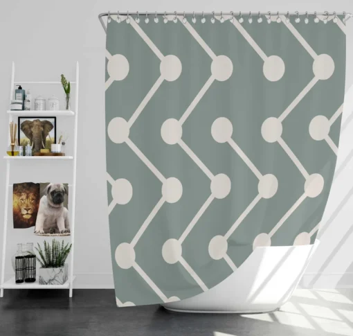 Geometrics Dots And Lines Cascade Grey Shower Curtain