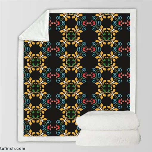 Geometrics Ethnic Style Design Sherpa Fleece Blanket