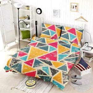 Geometrics Painted Yellow Pink Blue Triangle Bedding Set