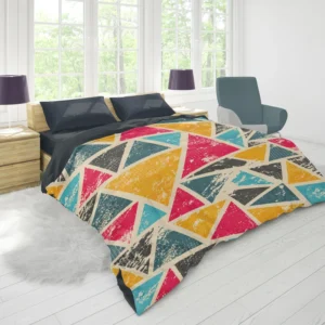 Geometrics Painted Yellow Pink Blue Triangle Duvet Cover 1