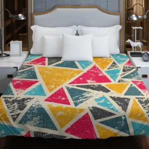 Geometrics Painted Yellow Pink Blue Triangle Duvet Cover