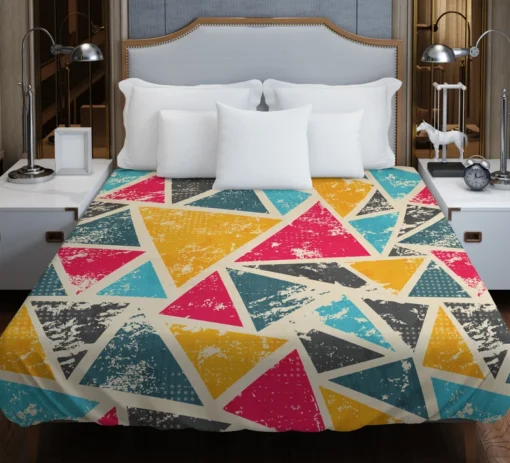 Geometrics Painted Yellow Pink Blue Triangle Duvet Cover