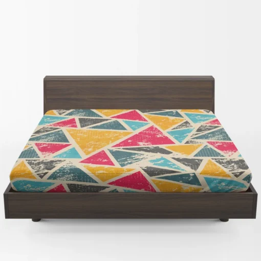 Geometrics Painted Yellow Pink Blue Triangle Fitted Sheet 1