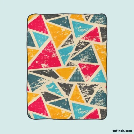 Geometrics Painted Yellow Pink Blue Triangle Fleece Blanket 1