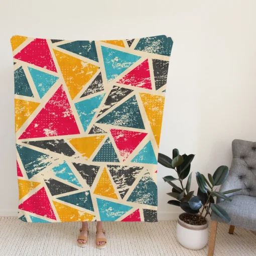 Geometrics Painted Yellow Pink Blue Triangle Fleece Blanket