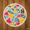 Geometrics Painted Yellow Pink Blue Triangle Round Beach Towel