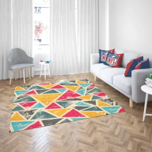 Geometrics Painted Yellow Pink Blue Triangle Rug 2