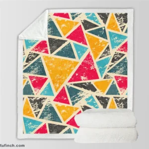 Geometrics Painted Yellow Pink Blue Triangle Sherpa Fleece Blanket