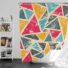 Geometrics Painted Yellow Pink Blue Triangle Shower Curtain