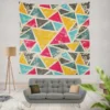 Geometrics Painted Yellow Pink Blue Triangle Wall Tapestry