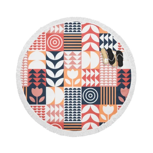 Geroclonup Flat Scandinavian Pattern Round Beach Towel