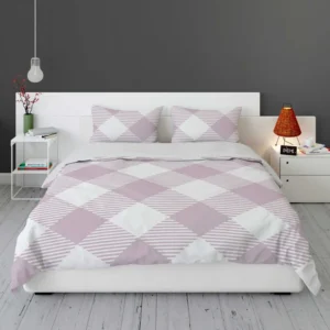 Gingham Purple White Pattern Bedding Set 1