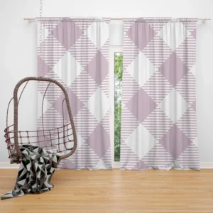 Gingham Purple White Pattern Curtain