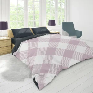 Gingham Purple White Pattern Duvet Cover 1