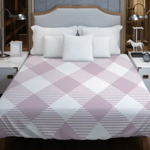 Gingham Purple White Pattern Duvet Cover