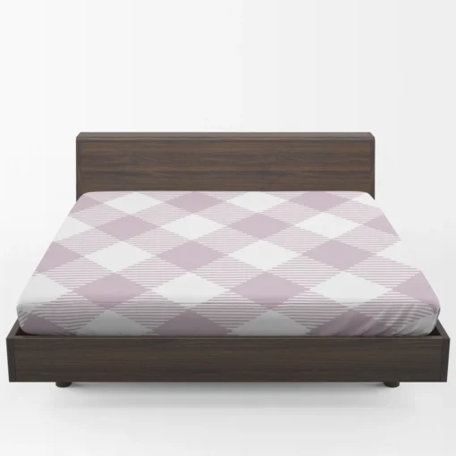 Gingham Purple White Pattern Fitted Sheet 1