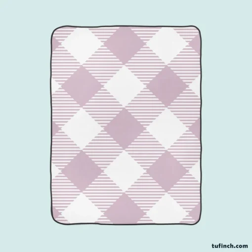 Gingham Purple White Pattern Fleece Blanket 1