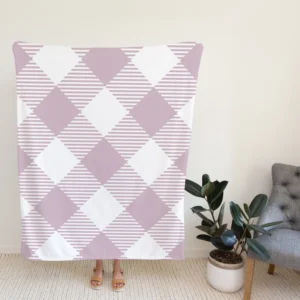 Gingham Purple White Pattern Fleece Blanket