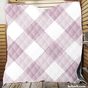 Gingham Purple White Pattern Quilt Blanket