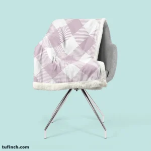 Gingham Purple White Pattern Sherpa Fleece Blanket 2