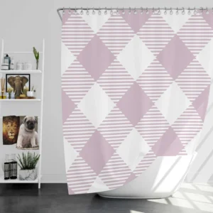 Gingham Purple White Pattern Shower Curtain