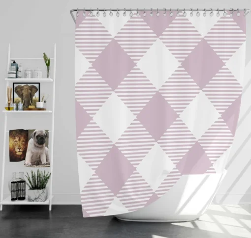 Gingham Purple White Pattern Shower Curtain