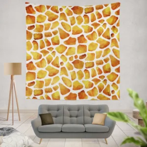 Giraffe Print Watercolor Animal Pattern Wall Tapestry