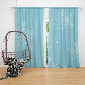 Glowing Snowflake Dendrites Pattern Curtain