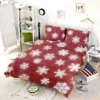 Glowing Snowflakes On Red Background Bedding Set