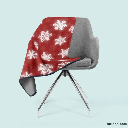 Glowing Snowflakes On Red Background Fleece Blanket 2