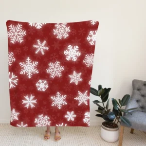 Glowing Snowflakes On Red Background Fleece Blanket