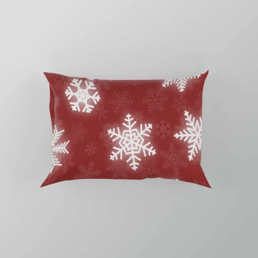 Glowing Snowflakes On Red Background Pillow Case