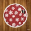 Glowing Snowflakes On Red Background Round Beach Towel