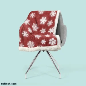 Glowing Snowflakes On Red Background Sherpa Fleece Blanket 2