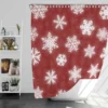 Glowing Snowflakes On Red Background Shower Curtain