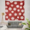 Glowing Snowflakes On Red Background Wall Tapestry