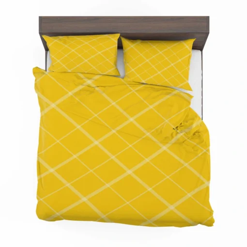 Gold Yellow White Diagonal Pattern Bedding Set 2