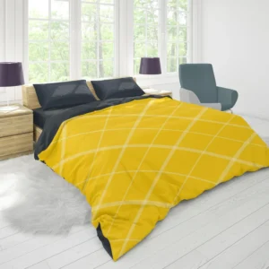 Gold Yellow White Diagonal Pattern Duvet Cover 1