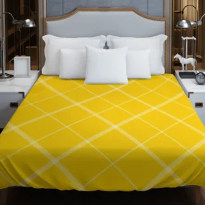 Gold Yellow White Diagonal Pattern Duvet Cover