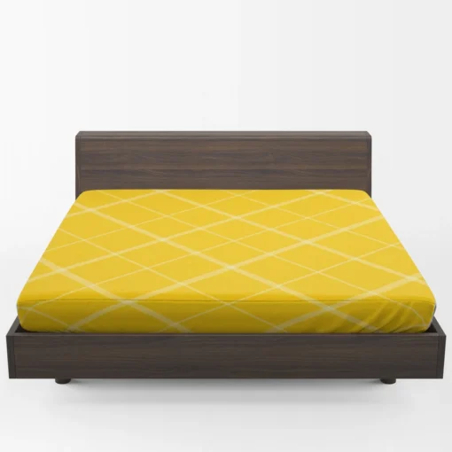 Gold Yellow White Diagonal Pattern Fitted Sheet 1