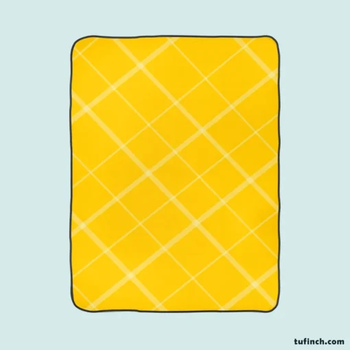 Gold Yellow White Diagonal Pattern Fleece Blanket 1