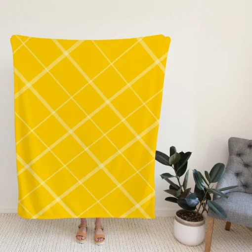 Gold Yellow White Diagonal Pattern Fleece Blanket